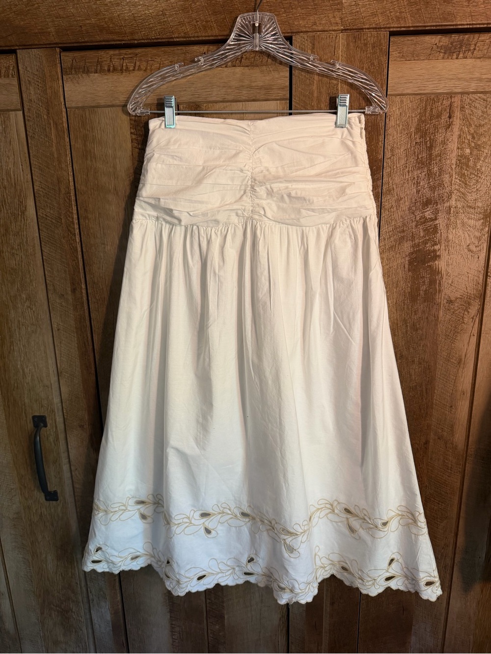 Rails Cream White Midi Skirt with Gold Embroidered Hem size xs